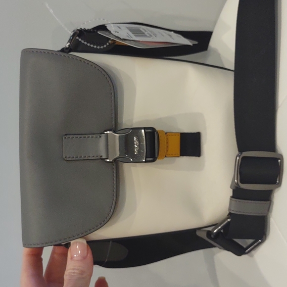 Unisex Track Colorblock Crossbody Bag Gray Yellow Handbag Purse Sporty New sport - Picture 6 of 8